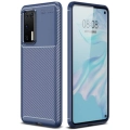 Huawei P40 Pro Kılıf Silikon Parmak İzi Bırakmayan Karbon Soft Negro Kapak - Lacivert