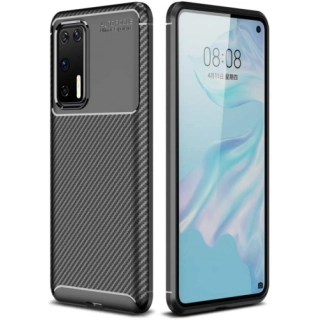 Huawei P40 Pro Kılıf Silikon Parmak İzi Bırakmayan Karbon Soft Negro Kapak - Siyah