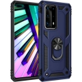 Huawei P40 Pro Kılıf Silikon Zırhlı Standlı Yüzüklü Mıknatıslı Tank Kapak - Lacivert