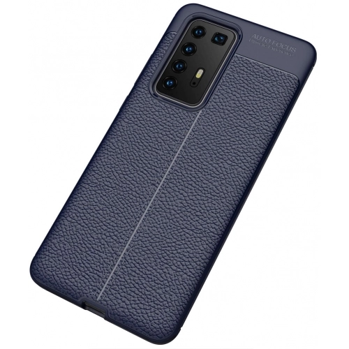 Huawei P40 Pro Kılıf Deri Görünümlü Lüks Parmak İzi Bırakmaz Niss Silikon Kapak - Lacivert