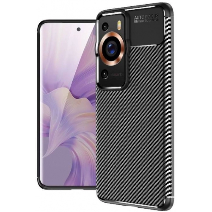 Huawei P60 Pro Kılıf Silikon Parmak İzi Bırakmayan Karbon Soft Negro Kapak - Siyah