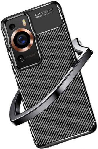 Huawei P60 Pro Kılıf Karbon Serisi Mat Fiber Silikon Negro Kapak - Siyah