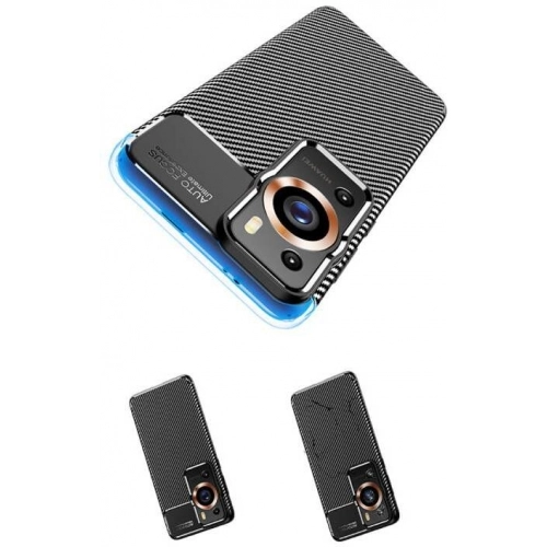 Huawei P60 Pro Kılıf Silikon Parmak İzi Bırakmayan Karbon Soft Negro Kapak - Siyah