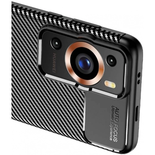 Huawei P60 Pro Kılıf Silikon Parmak İzi Bırakmayan Karbon Soft Negro Kapak - Siyah