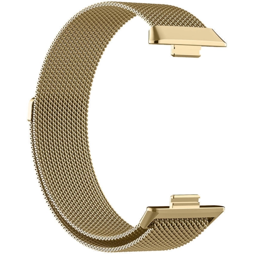 Huawei Watch Fit 3 Metal Kordon Tel Örgü İşlemeli Mıknatıslı KRD-01  - Gold