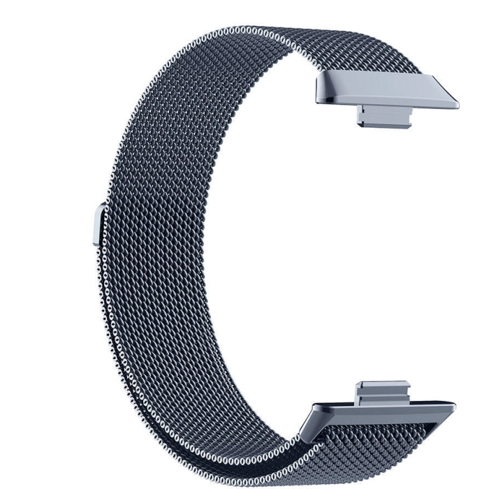 Huawei Watch Fit 3 Metal Kordon Tel Örgü İşlemeli Mıknatıslı KRD-01  - Gri