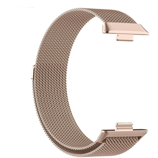 Huawei Watch Fit 3 Metal Kordon Tel Örgü İşlemeli Mıknatıslı KRD-01  - Rose Gold