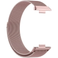 Huawei Watch Fit 3 Metal Kordon Tel Örgü İşlemeli Mıknatıslı KRD-01  - Rose Pembe