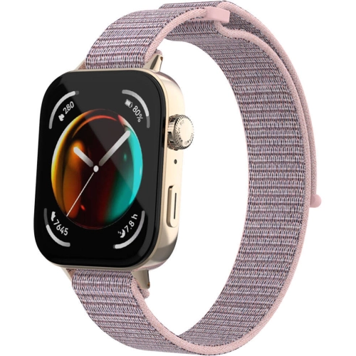 Huawei Watch Fit 3 Kordon Hasır Örgü İşlemeli Zore KRD-03  - Pink Sand