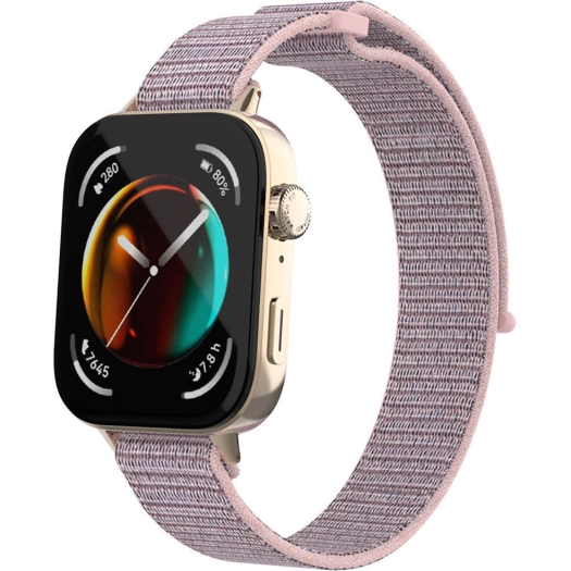 Huawei Watch Fit 3 Kordon Hasır Örgü İşlemeli Zore KRD-03  - Pink Sand