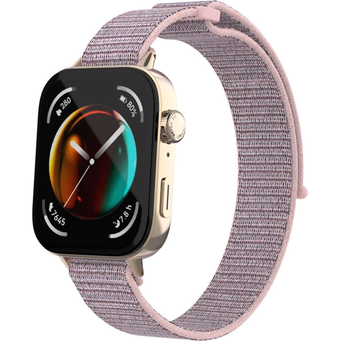 Huawei Watch Fit 3 Kordon Hasır Örgü İşlemeli Zore KRD-03  - Pink Sand