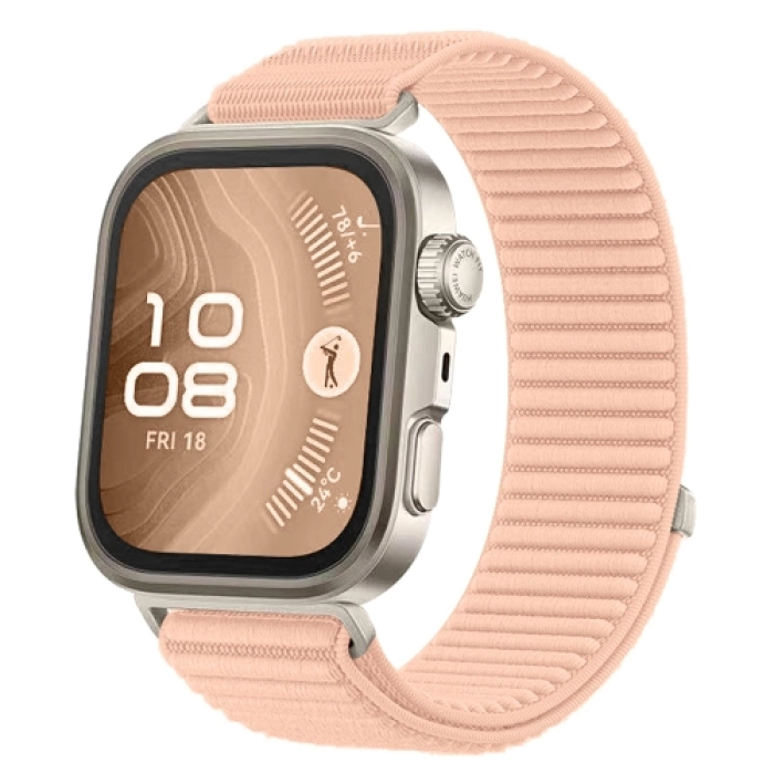 Huawei Watch Fit 4 Pro Hasır Kordon Konforlu Tasarım KRD-144 - Pembe