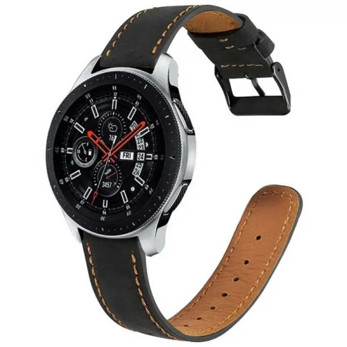 Huawei Watch GT 3 46mm Deri Kordon KRD-29 - Siyah