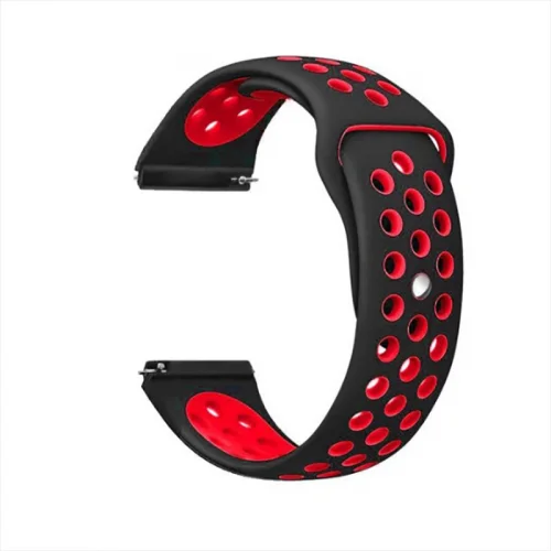Huawei Watch GT 3 46mm Kordon Spor Silikon Delikli KRD-02 - Kırmızı Siyah