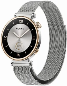 Huawei Watch GT 4 (46MM) Metal Kordon Tel Örgü İşlemeli Mıknatıslı KRD-01  - Gümüş
