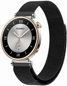 Huawei Watch GT 4 (46MM) Metal Kordon Tel Örgü İşlemeli Mıknatıslı KRD-01  - Siyah