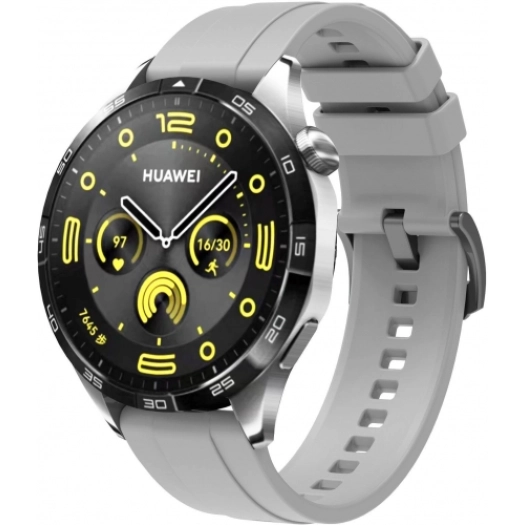 Huawei Watch GT 4 (46MM) Silikon Kordon Metal Tokalı KRD-95  - Gri