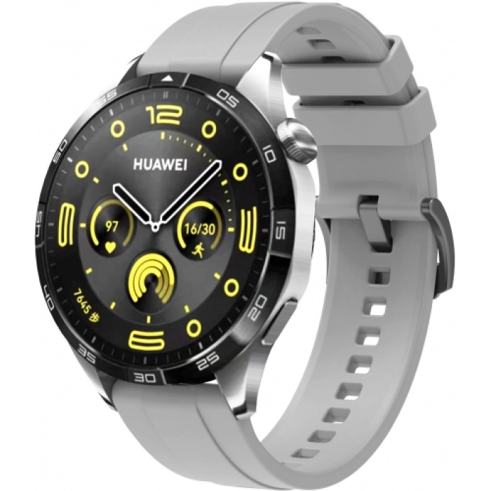 Huawei Watch GT 4 (46MM) Silikon Kordon Metal Tokalı KRD-95  - Gri