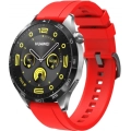Huawei Watch GT 4 (46MM) Silikon Kordon Metal Tokalı KRD-95  - Kırmızı