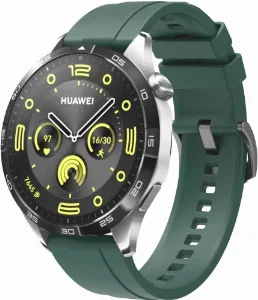 Huawei Watch GT 4 (46MM) Silikon Kordon Metal Tokalı KRD-95  - Koyu Yeşil