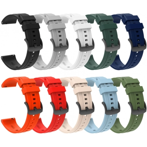 Huawei Watch GT 4 (46MM) Silikon Kordon Metal Tokalı KRD-95 - Koyu Yeşil