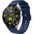 Huawei Watch GT 4 (46MM) Silikon Kordon Metal Tokalı KRD-95  - Lacivert