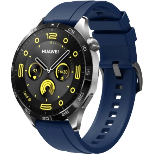 Huawei Watch GT 4 (46MM) Silikon Kordon Metal Tokalı KRD-95  - Lacivert