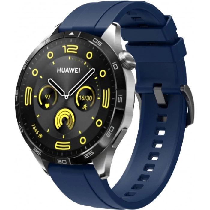 Huawei Watch GT 4 (46MM) Silikon Kordon Metal Tokalı KRD-95  - Lacivert