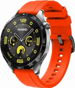 Huawei Watch GT 4 (46MM) Silikon Kordon Metal Tokalı KRD-95  - Turuncu