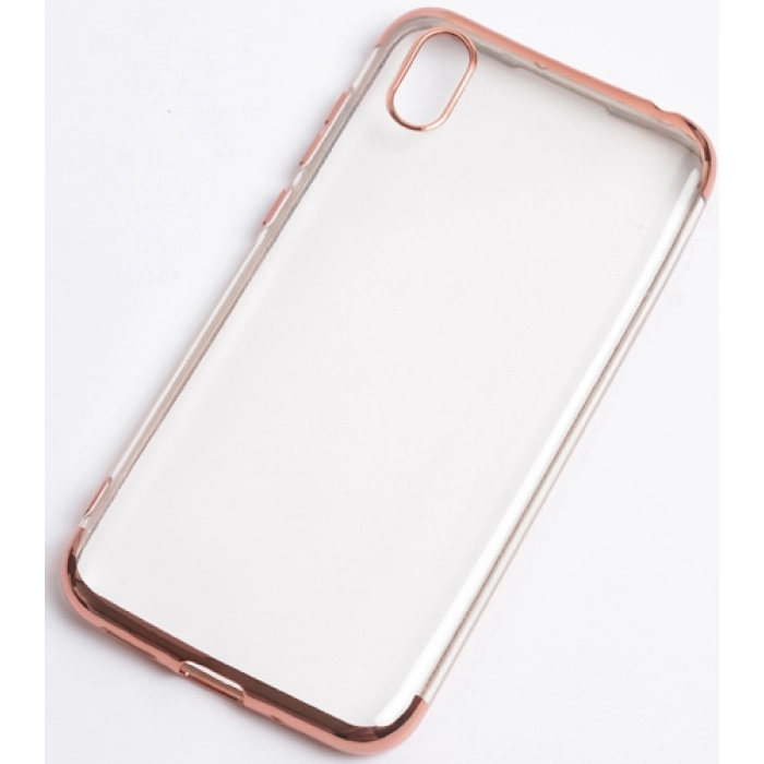 Huawei Y5 2019 Kılıf Renkli Köşeli Lazer Şeffaf Esnek Silikon - Rose Gold