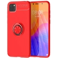 Huawei Y5p Kılıf Renkli Silikon Yüzüklü Standlı Auto Focus Ravel Kapak - Kırmızı