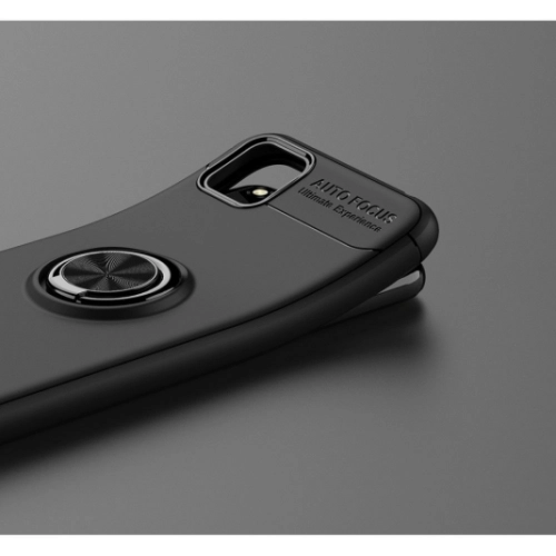 Huawei Y5p Kılıf Renkli Silikon Yüzüklü Standlı Auto Focus Ravel Kapak - Siyah