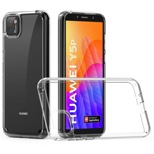 Huawei Y5p Kılıf Korumalı Kenarları Silikon Arkası Sert Coss Kapak - Şeffaf