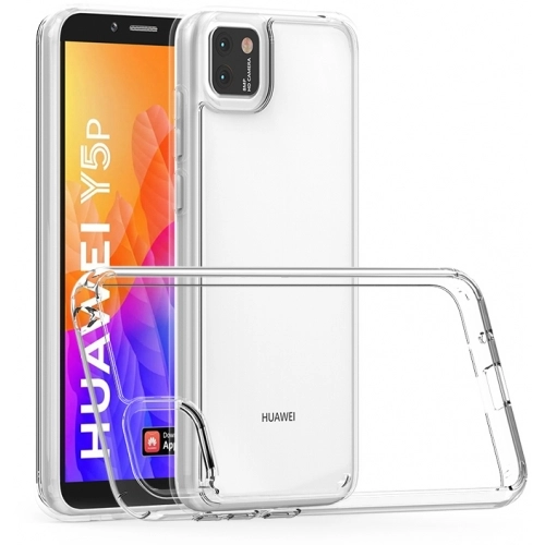 Huawei Y5p Kılıf Korumalı Kenarları Silikon Arkası Sert Coss Kapak - Şeffaf