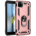 Huawei Y5p Kılıf Silikon Zırhlı Standlı Yüzüklü Mıknatıslı Tank Kapak - Rose Gold