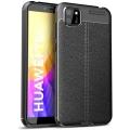 Huawei Y5p Kılıf Deri Görünümlü Lüks Parmak İzi Bırakmaz Niss Silikon Kapak - Siyah