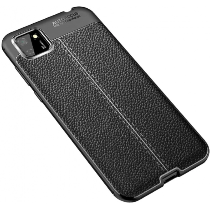 Huawei Y5p Kılıf Deri Görünümlü Lüks Parmak İzi Bırakmaz Niss Silikon Kapak - Siyah