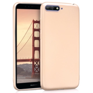 Huawei Y6 2018 Kılıf İnce Soft Mat Renkli Esnek Silikon Kapak - Gold