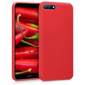 Huawei Y6 2018 Kılıf İnce Soft Mat Renkli Esnek Silikon Kapak - Kırmızı