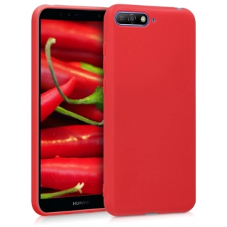 Huawei Y6 2018 Kılıf İnce Soft Mat Renkli Esnek Silikon Kapak - Kırmızı