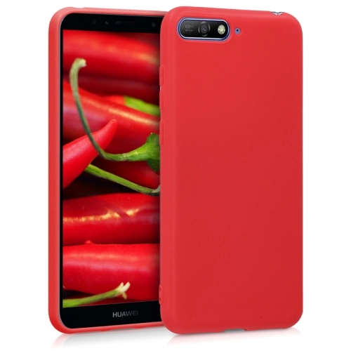 Huawei Y6 2018 Kılıf İnce Soft Mat Renkli Esnek Silikon Kapak - Kırmızı