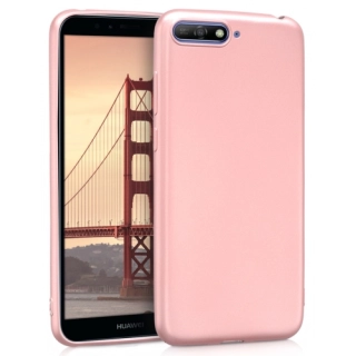 Huawei Y6 2018 Kılıf İnce Soft Mat Renkli Esnek Silikon Kapak - Rose Gold