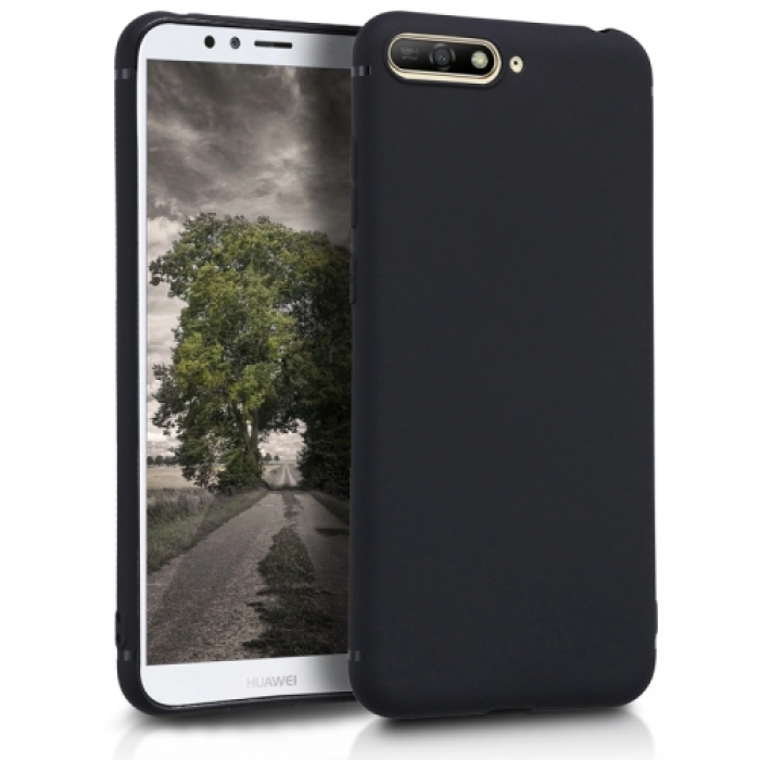 Huawei Y6 2018 Kılıf İnce Soft Mat Renkli Esnek Silikon Kapak - Siyah