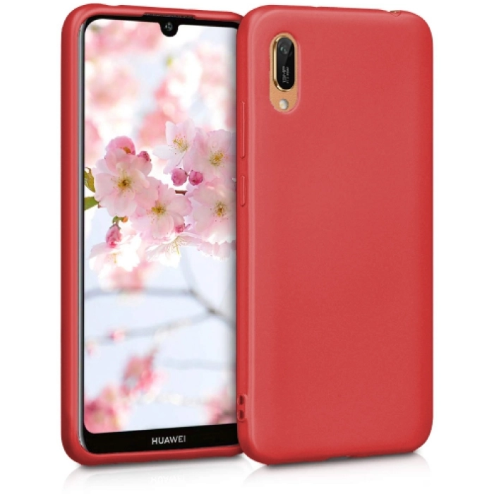 Huawei Y6 2019 Kılıf İnce Soft Mat Renkli Esnek Silikon Kapak - Kırmızı