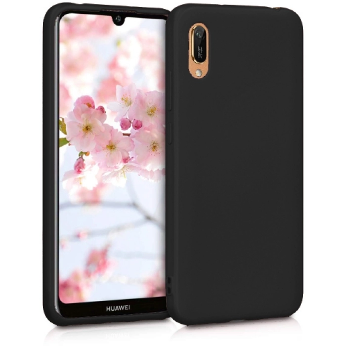 Huawei Y6 2019 Kılıf İnce Soft Mat Renkli Esnek Silikon Kapak - Siyah