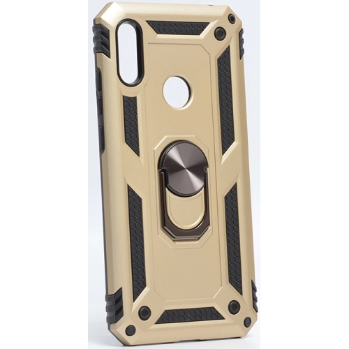 Huawei Y6 2019 Kılıf Silikon Zırhlı Standlı Yüzüklü Mıknatıslı Tank Kapak - Gold