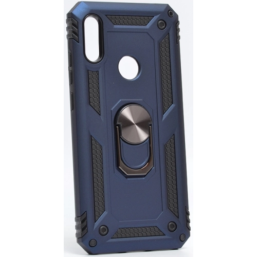 Huawei Y6 2019 Kılıf Silikon Zırhlı Standlı Yüzüklü Mıknatıslı Tank Kapak - Lacivert