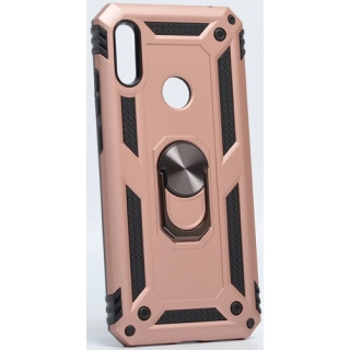 Huawei Y6 2019 Kılıf Silikon Zırhlı Standlı Yüzüklü Mıknatıslı Tank Kapak - Rose Gold
