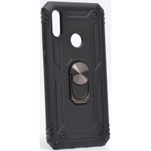 Huawei Y6 2019 Kılıf Silikon Zırhlı Standlı Yüzüklü Mıknatıslı Tank Kapak - Siyah