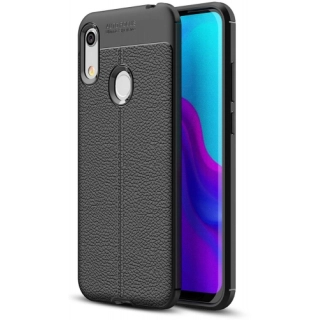 Huawei Y6 2019 Kılıf Deri Görünümlü Lüks Parmak İzi Bırakmaz Niss Silikon Kapak - Siyah